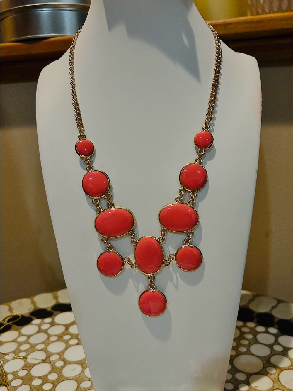 Coral Statement Necklace - Gold Chain